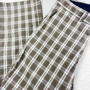 Brax Golf Kenan MT‎ Mens Plaid G olf Pants Brown White 36/34